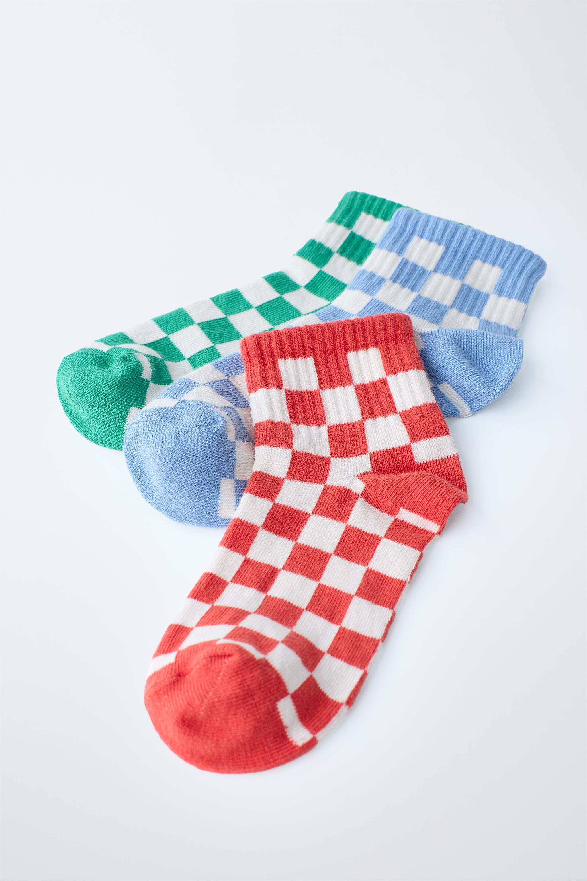 THREE-PACK OF SHORT CHECKERED SOCKS